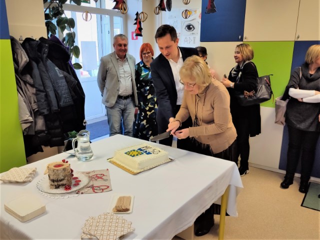 Razrez torte direktorice CSD Celje mag. Olge Bezenšek Lalić in Župana MOC Matije Kovača
